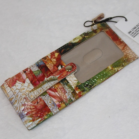 NWT BRAHMIN Credit Card Wallet Floral Succulent Bloom Leather - Picture 3 of 3